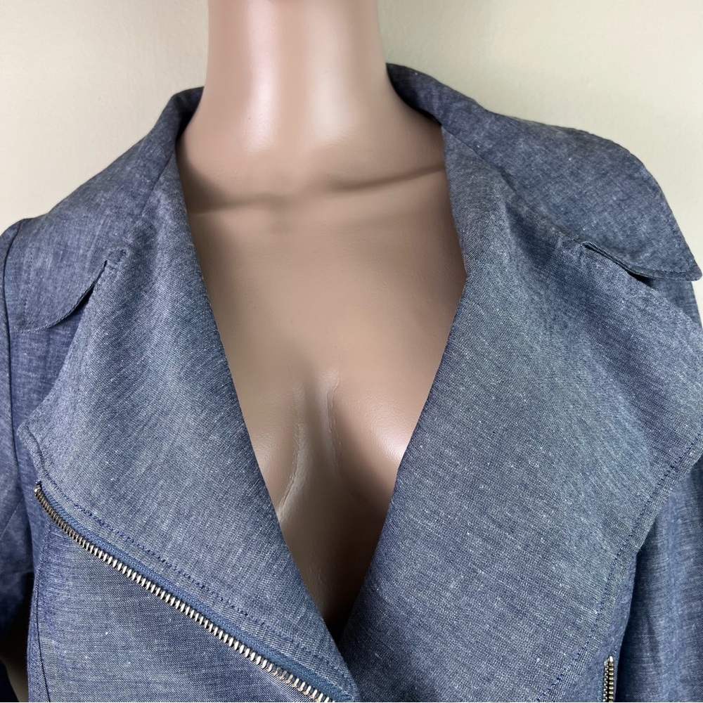 JILL JILL STUART BLUE BIKER JACKET - Picture 3 of 6